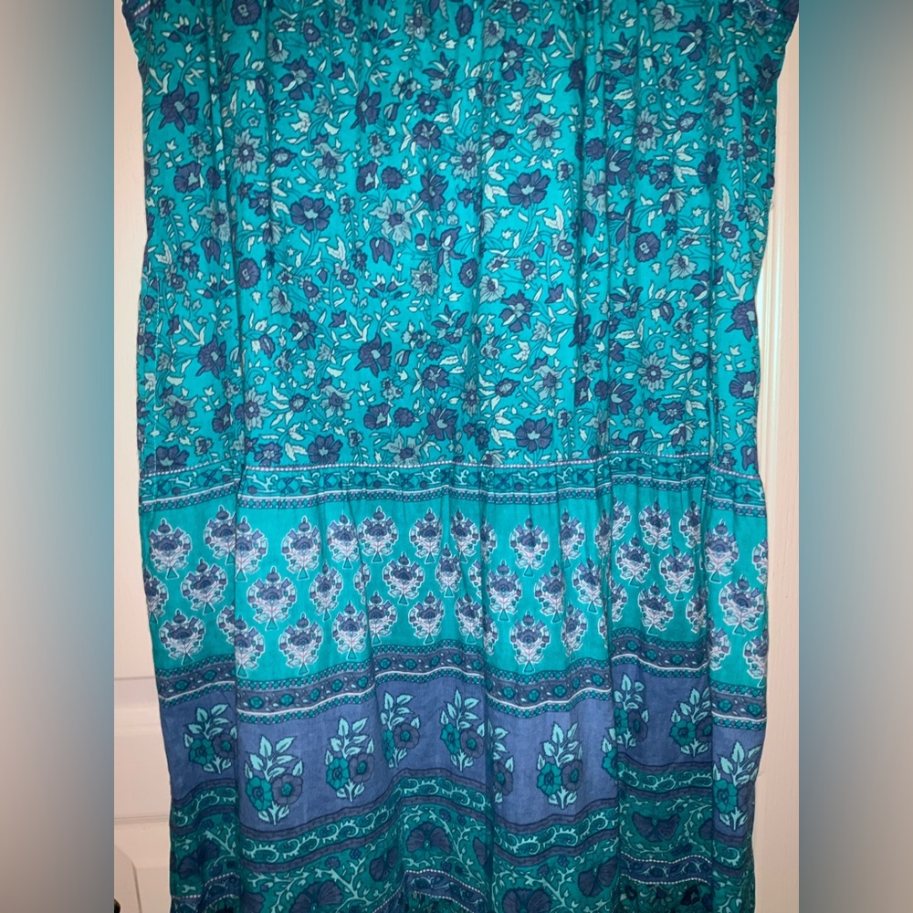 Floral Teal Sleeveless Shift Dress - Picture 2 of 4